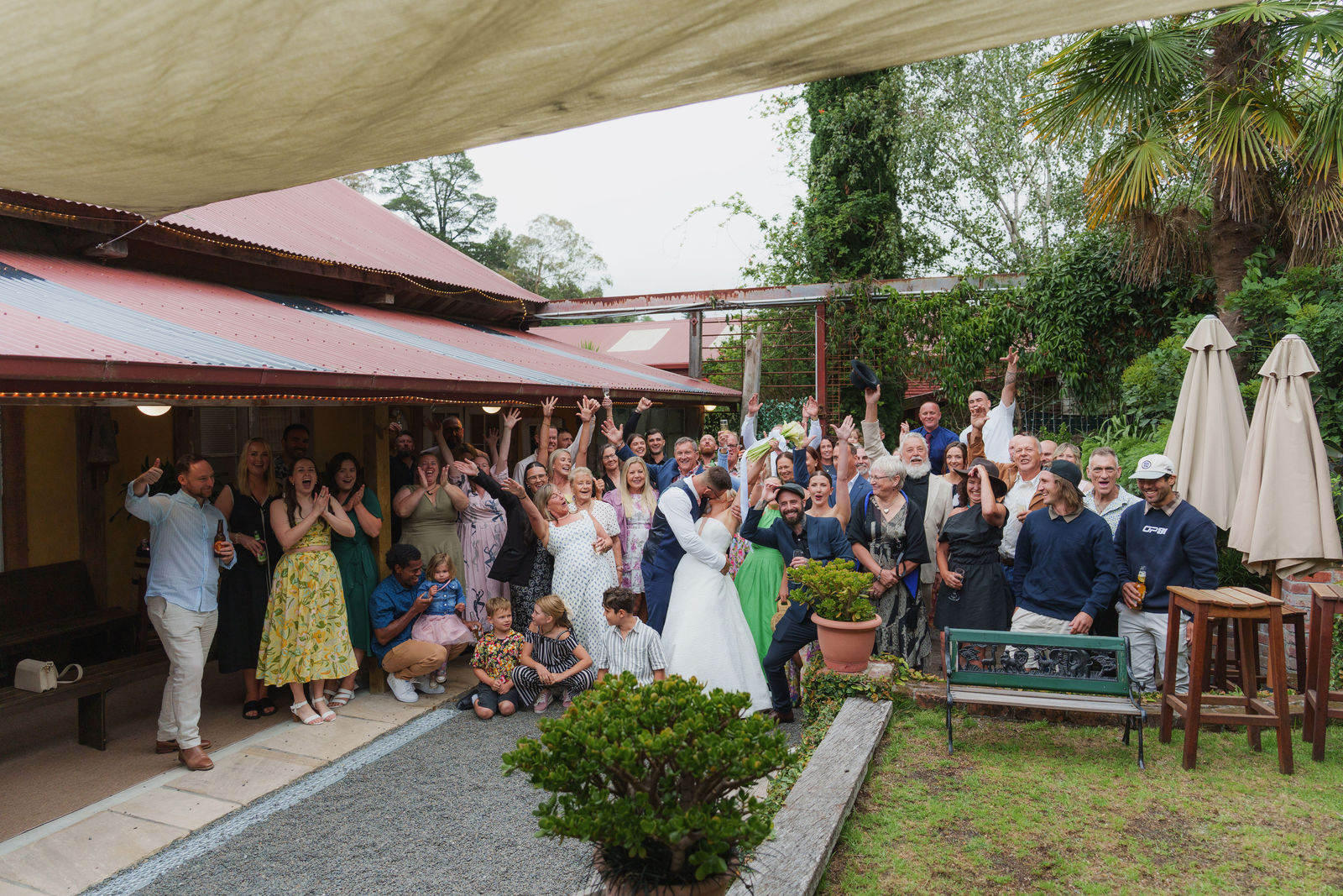 A wedding at The Old Mill, a courtyard-garden wedding venue in Napier, Hawke's Bay